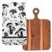  Boho Tea Towel/Cutting Board Set : Mushrooms