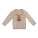  Appliqu & Eacute ; Raglan Baby Pullover Sweater : Moose/Oat Heather