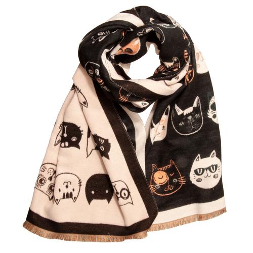 Reversible Cashmere Scarf: Black Cat